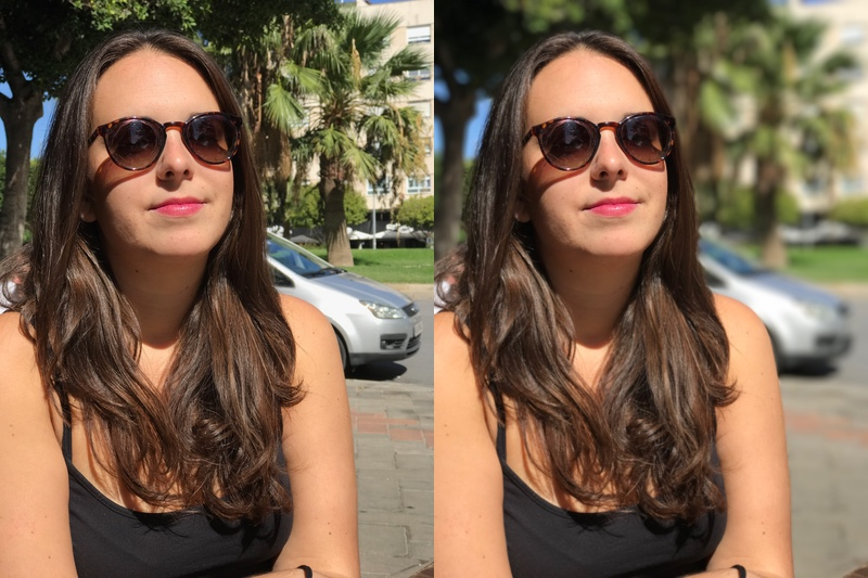 Foto normal (izquierda) vs. modo retrato (derecha)